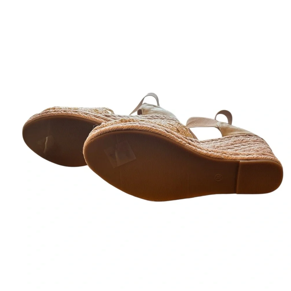 Espadrille Beige Wedge Sandals Boho Style Size US 6 or 36